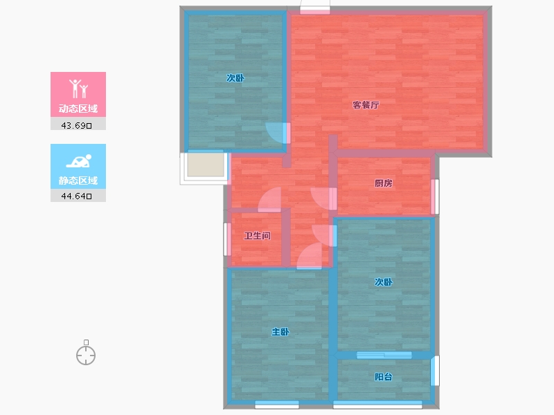 河南省-郑州市-世茂云尚城建面98m2-78.40-户型库-动静分区