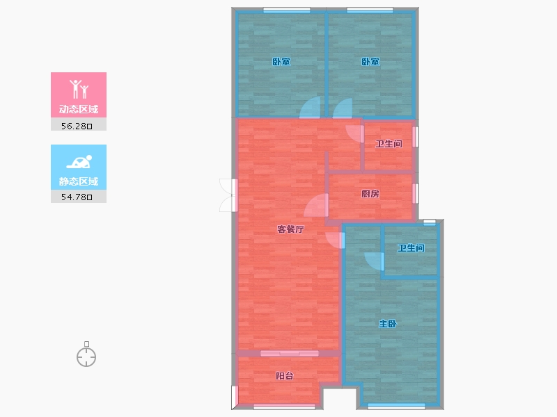 河南省-郑州市-世茂云尚城建面126m2-100.80-户型库-动静分区