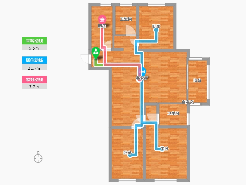 河南省-郑州市-世茂云尚城建面127m2-101.60-户型库-动静线