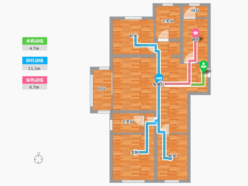 河南省-郑州市-世茂云尚城建面133m2-106.40-户型库-动静线