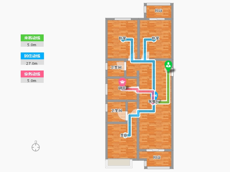 河南省-郑州市-世茂云尚城建面145m2-116.01-户型库-动静线