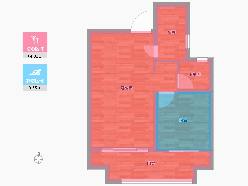 河南省-郑州市-鑫苑国际新城A-04-04地块-1号楼建面60m2-48.00-户型库-动静分区