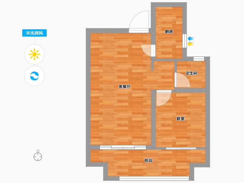 河南省-郑州市-鑫苑国际新城A-04-04地块-1号楼建面60m2-48.00-户型库-采光通风