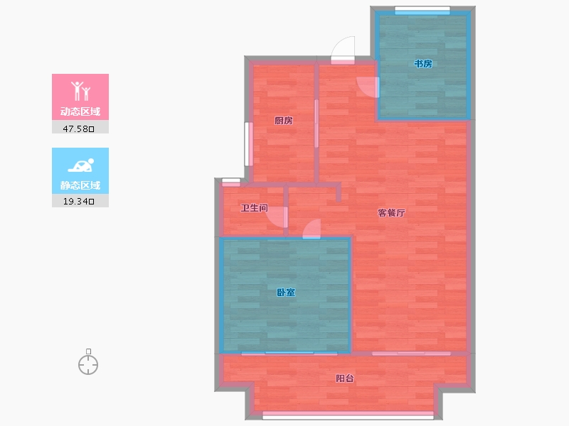 河南省-郑州市-鑫苑国际新城A-04-04地块-1号楼建面76m2-60.80-户型库-动静分区