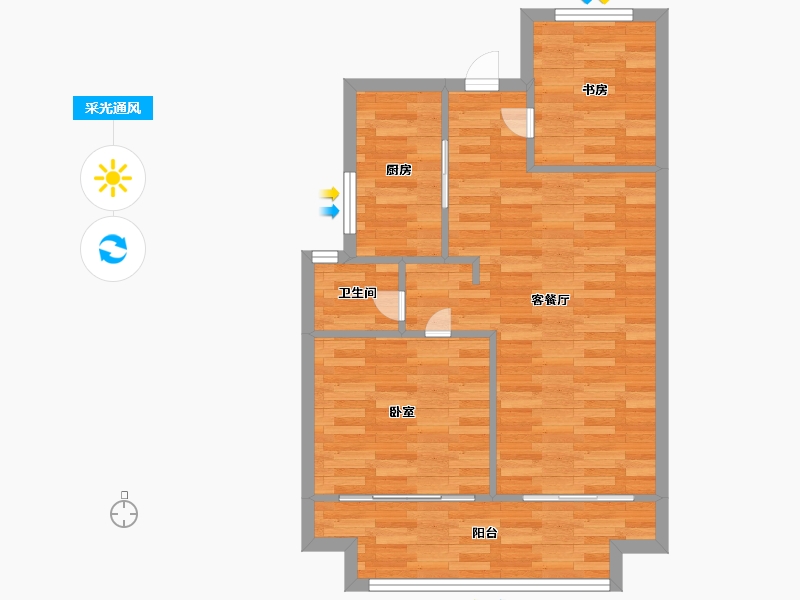 河南省-郑州市-鑫苑国际新城A-04-04地块-1号楼建面76m2-60.80-户型库-采光通风