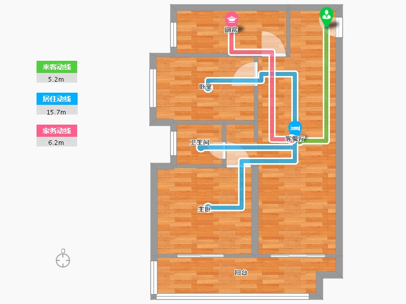 河南省-郑州市-鑫苑国际新城A-04-04地块-1号楼建面81m2-64.80-户型库-动静线