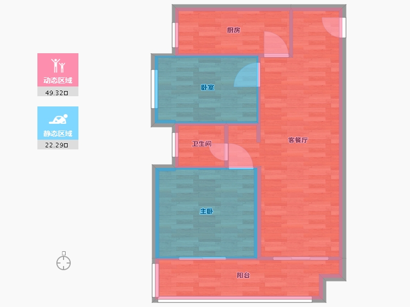 河南省-郑州市-鑫苑国际新城A-04-04地块-1号楼建面81m2-64.80-户型库-动静分区