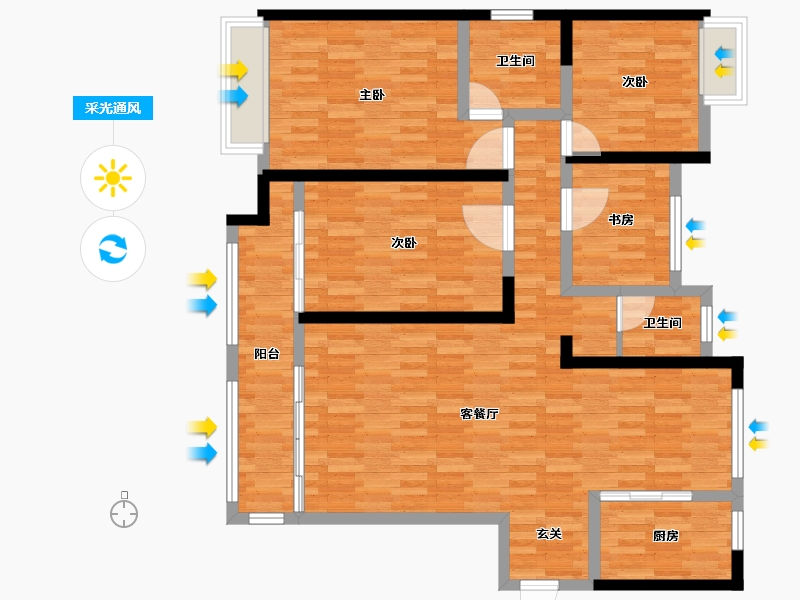 湖南省-常德市-滨江府-111.49-户型库-采光通风