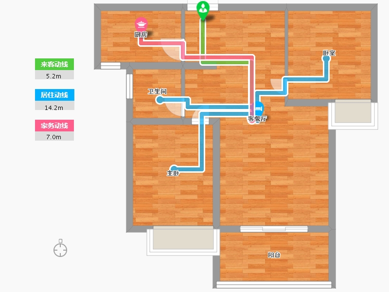 河南省-郑州市-阳光城建面83m2-66.40-户型库-动静线