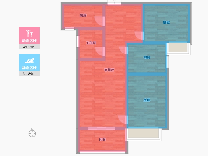 河南省-郑州市-阳光城建面89m2-71.20-户型库-动静分区