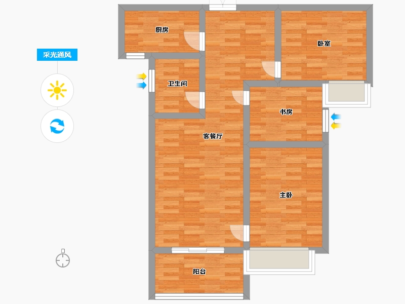 河南省-郑州市-阳光城建面89m2-71.20-户型库-采光通风