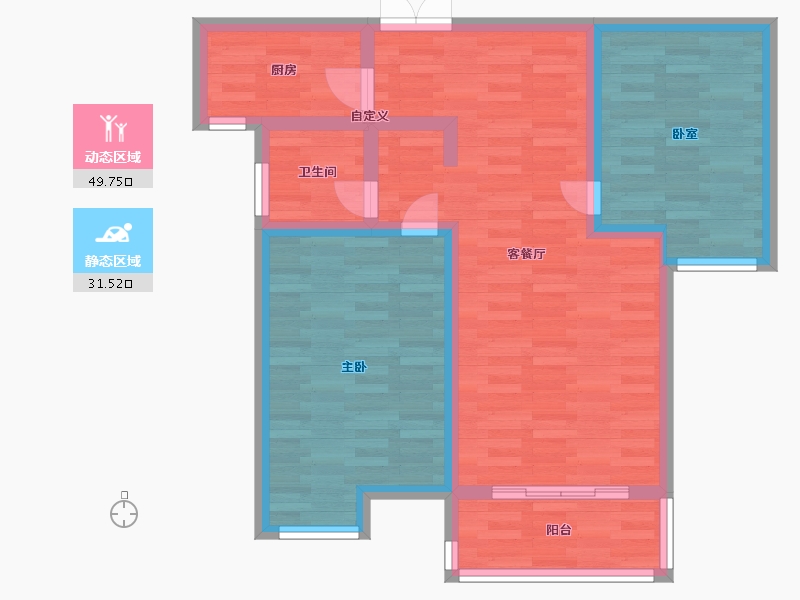 河南省-郑州市-阳光城建面90m2-72.00-户型库-动静分区