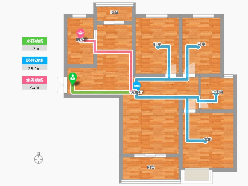 河南省-郑州市-阳光城建面118m2-94.41-户型库-动静线