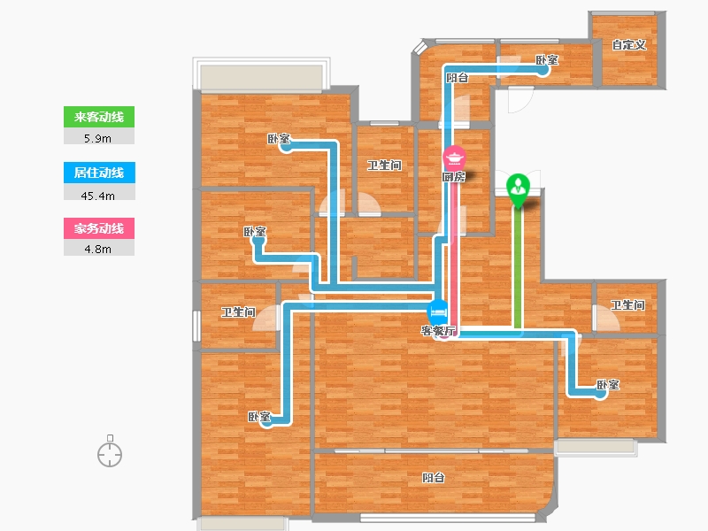 重庆-重庆市-金隅新都会建面180㎡-143.71-户型库-动静线