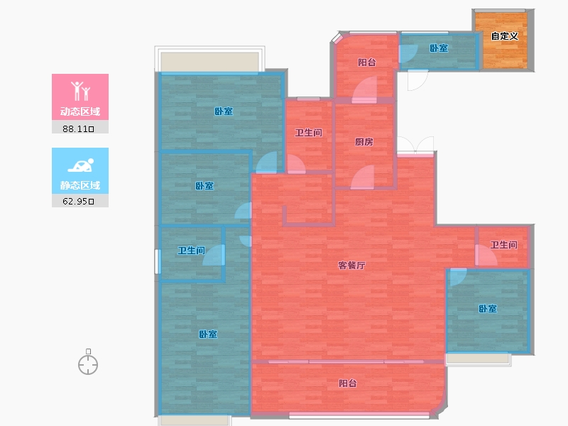 重庆-重庆市-金隅新都会建面180㎡-143.71-户型库-动静分区