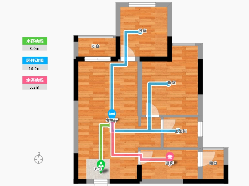 重庆-重庆市-升伟一里南滨1号楼建面67.51㎡-50.15-户型库-动静线