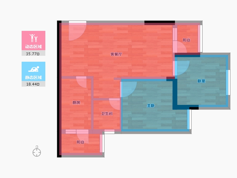 重庆-重庆市-升伟一里南滨3号楼建面63.78㎡-47.42-户型库-动静分区