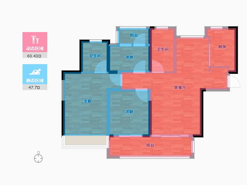 江苏省-淮安市-天禧时代-95.00-户型库-动静分区