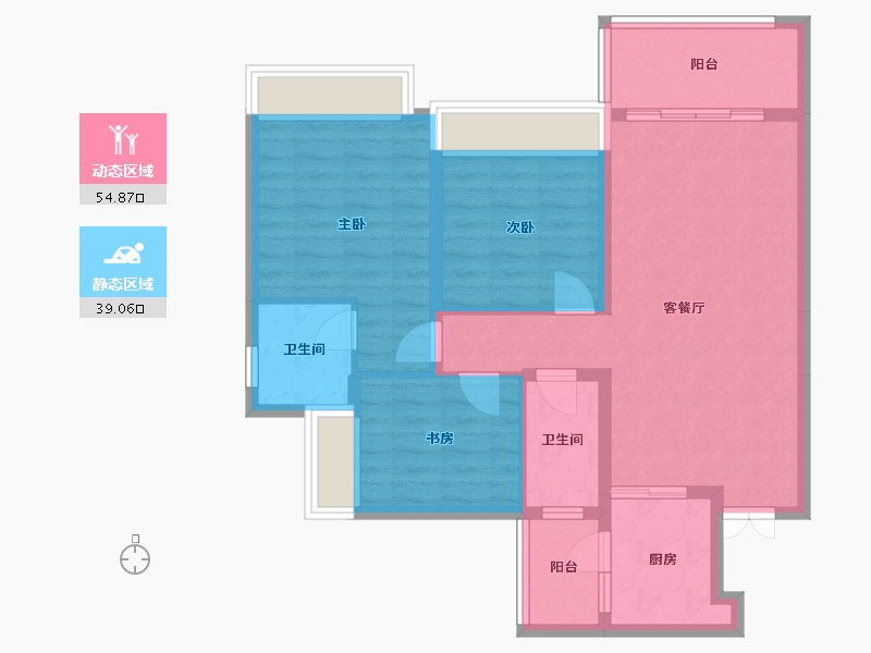 四川省-成都市-人居东湖长岛108m²-83.74-户型库-动静分区