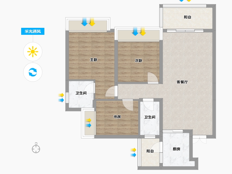 四川省-成都市-人居东湖长岛108m²-83.74-户型库-采光通风