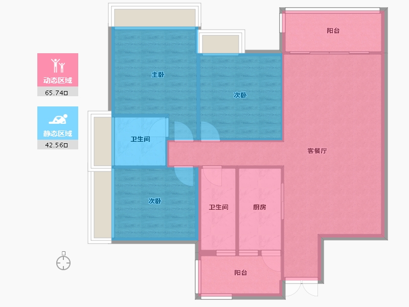 四川省-成都市-人居东湖长岛120m²-98.54-户型库-动静分区