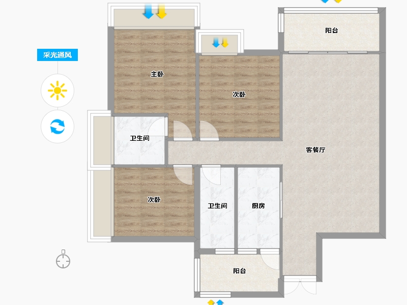 四川省-成都市-人居东湖长岛120m²-98.54-户型库-采光通风