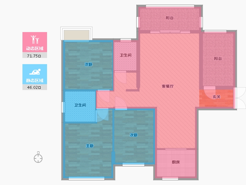 湖南省-长沙市-丽景华庭-104.02-户型库-动静分区