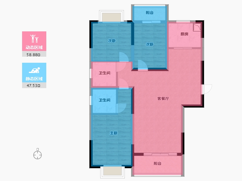 湖南省-长沙市-梦想新天地-94.86-户型库-动静分区