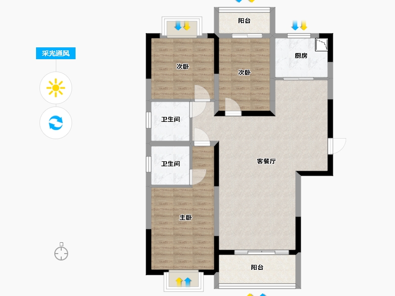 湖南省-长沙市-梦想新天地-94.86-户型库-采光通风