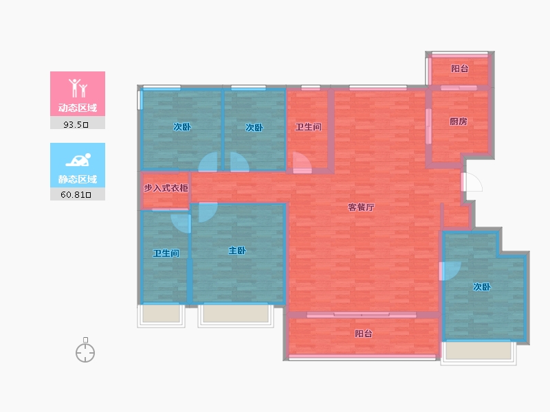 浙江省-宁波市-雅戈尔江上-140.16-户型库-动静分区