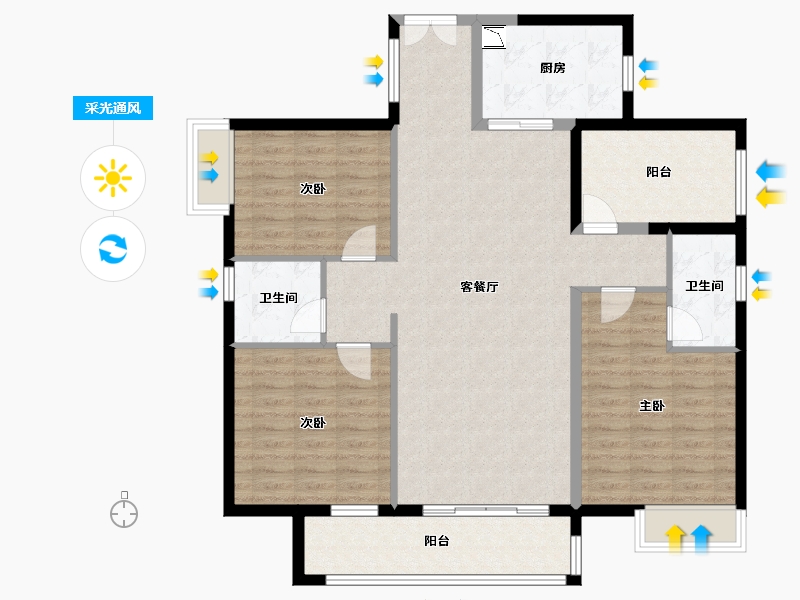 广东省-江门市-新会保利西海岸-115.89-户型库-采光通风