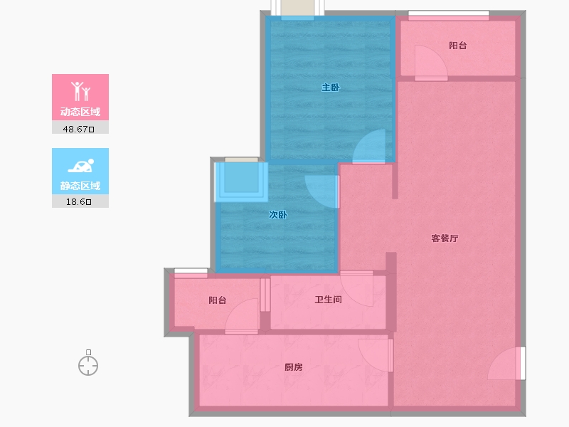 重庆-重庆市-和黄御峰-60.06-户型库-动静分区