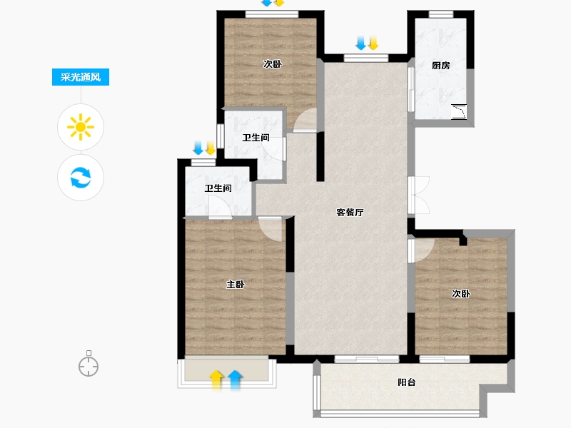 河南省-郑州市-建业嵩岳府-96.10-户型库-采光通风