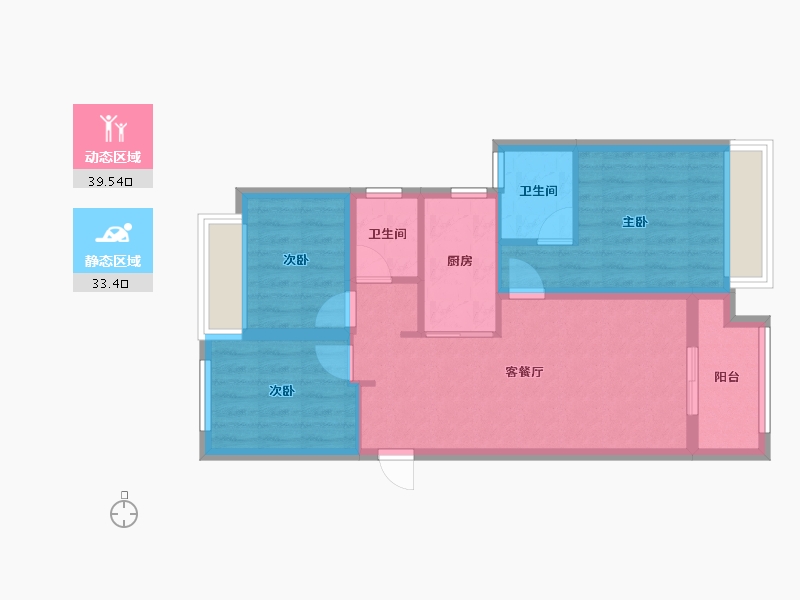 江苏省-苏州市-德馨嘉苑-64.59-户型库-动静分区