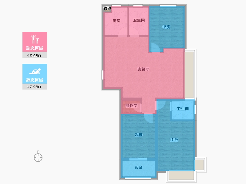 河北省-沧州市-龙岸清华-84.73-户型库-动静分区