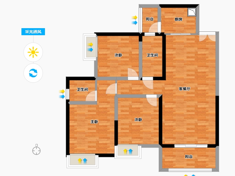 湖南省-株洲市-华晨山水豪庭-92.11-户型库-采光通风