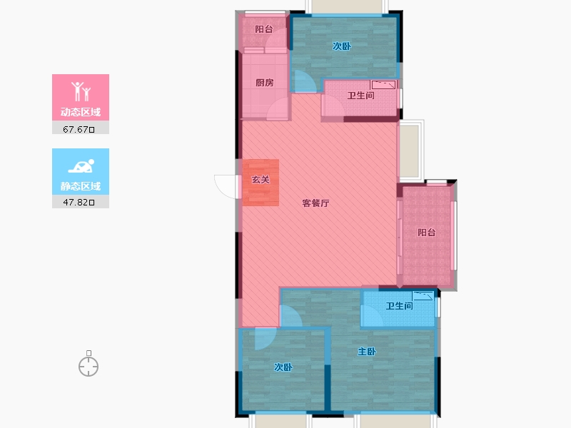 浙江省-台州市-剑桥郡-103.20-户型库-动静分区