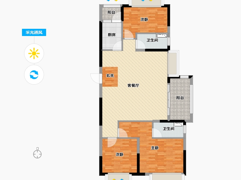 浙江省-台州市-剑桥郡-103.20-户型库-采光通风