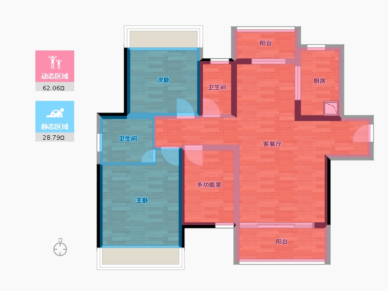 广东省-江门市-骏景湾·领峰2栋03户型-79.71-户型库-动静分区