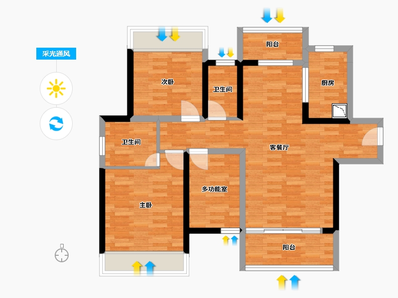 广东省-江门市-骏景湾·领峰2栋03户型-79.71-户型库-采光通风