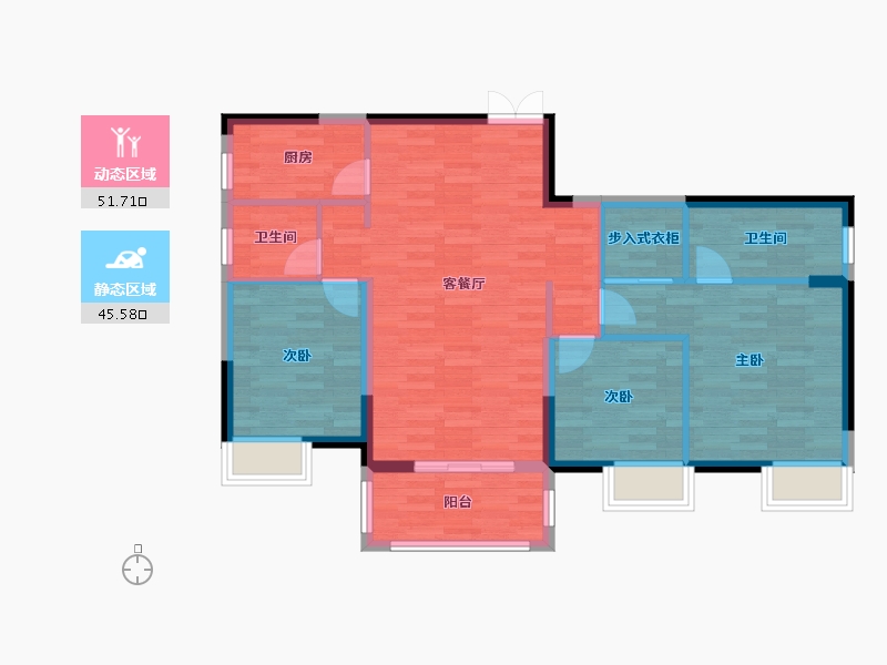 湖北省-武汉市-地铁盛观尚城-87.82-户型库-动静分区