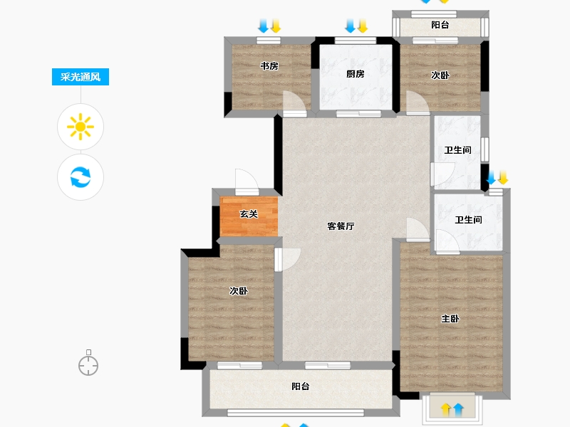 浙江省-宁波市-悦隽明湖府-100.00-户型库-采光通风