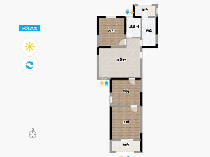 江苏省-南京市-弘阳旭日上城-74.98-户型库-采光通风