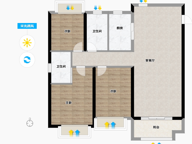 江苏省-盐城市-中昂玥府-94.00-户型库-采光通风