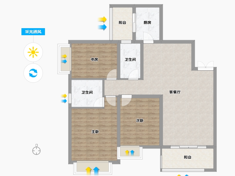 四川省-成都市-人居花照云庭-100.58-户型库-采光通风