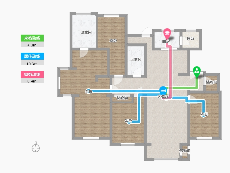 新疆维吾尔自治区-乌鲁木齐市-万科金域华府-136.37-户型库-动静线