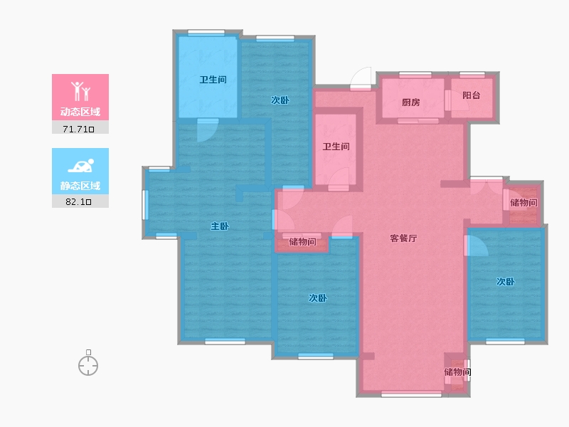 新疆维吾尔自治区-乌鲁木齐市-万科金域华府-136.37-户型库-动静分区