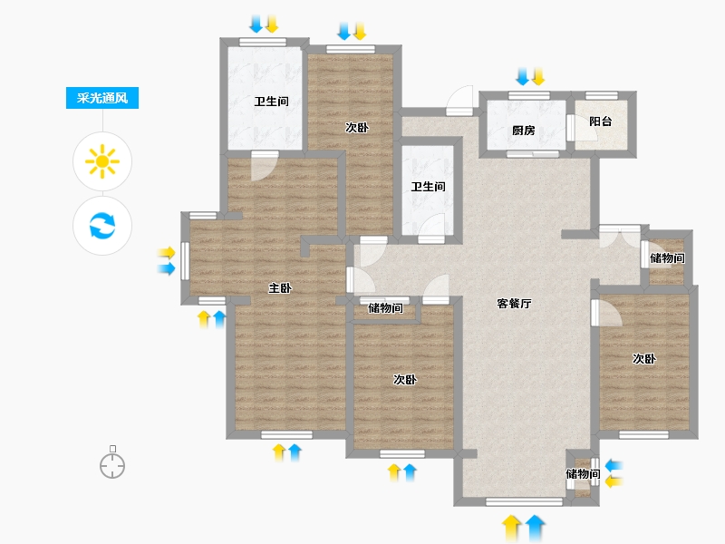 新疆维吾尔自治区-乌鲁木齐市-万科金域华府-136.37-户型库-采光通风