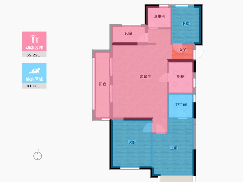 浙江省-宁波市-中骏合景府-90.00-户型库-动静分区