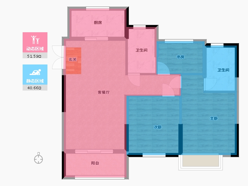 浙江省-宁波市-荣安桂语嵩江-83.00-户型库-动静分区